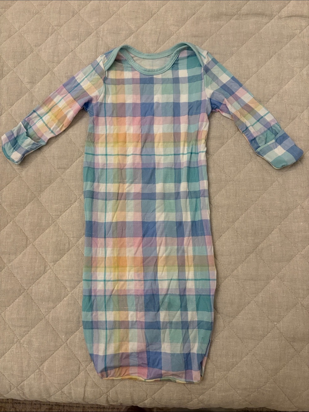 NWOT Little Sleepies Pastel Plaid Sleeved Sleep Sack - Multicolor Pastels